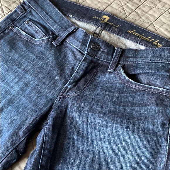 7 FOR ALL MANKIND Straight Leg Dark Wash Jeans - Picture 5 of 16